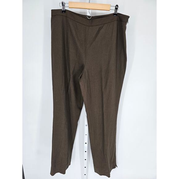 Anne Klein Women Olive High Rise Elastic Waist Casual Blended Fiber Pant Size 16 - Picture 1 of 5